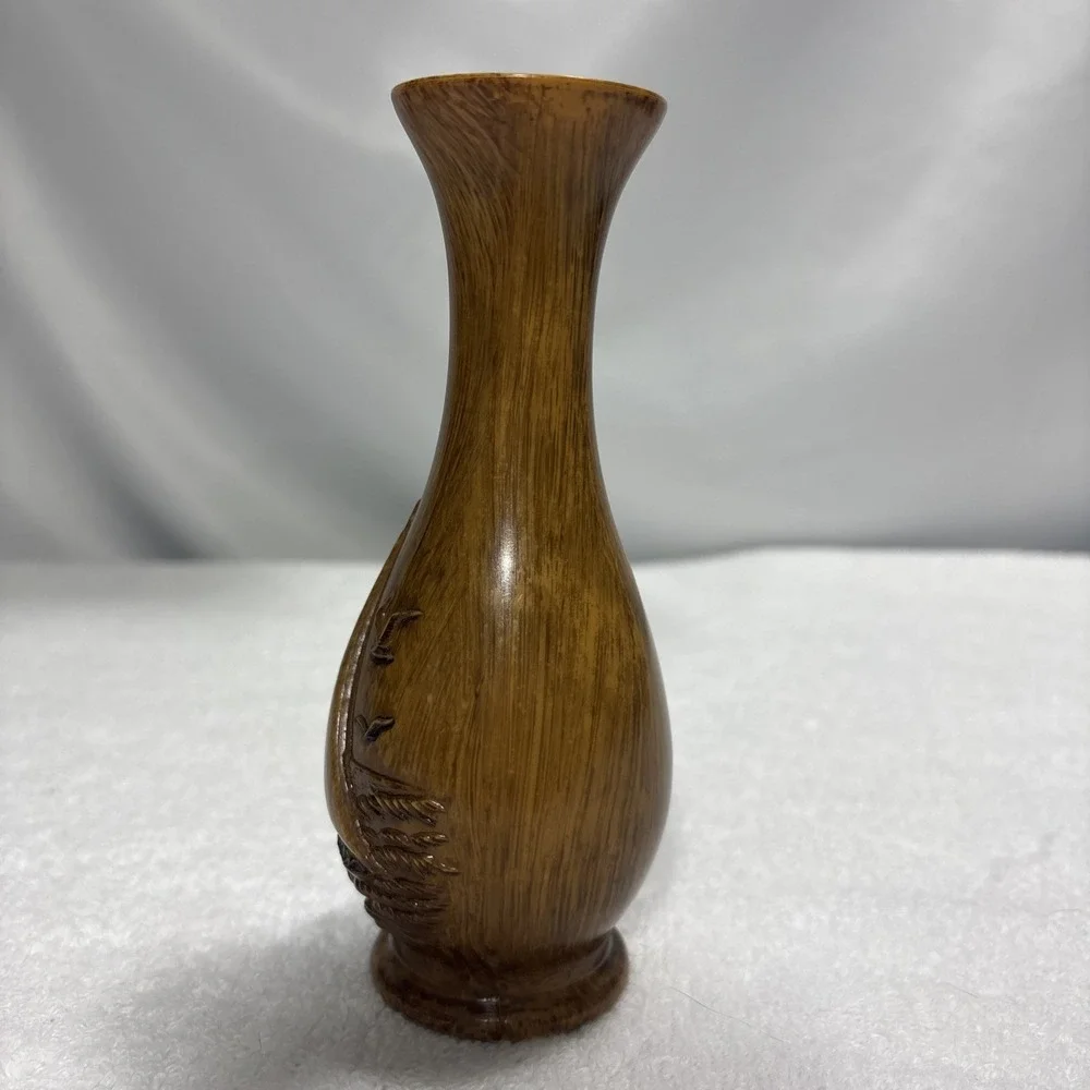 Vintage Faux Wood Resin Sailboat Vase Nautical Relief Model 353